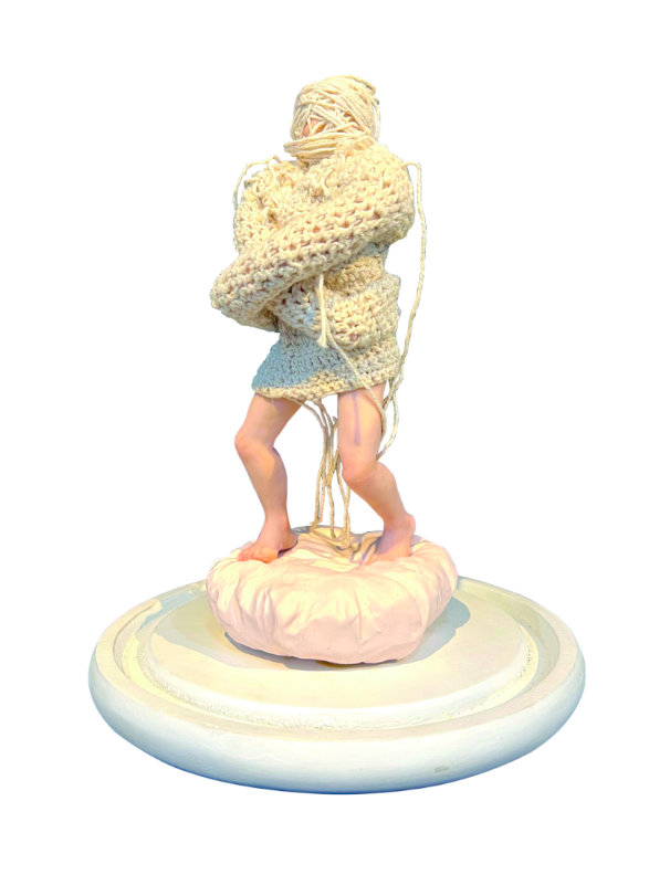 Quiet Used To Be Comfort, Polymer clay and cotton yarn, 10 x 7 inches