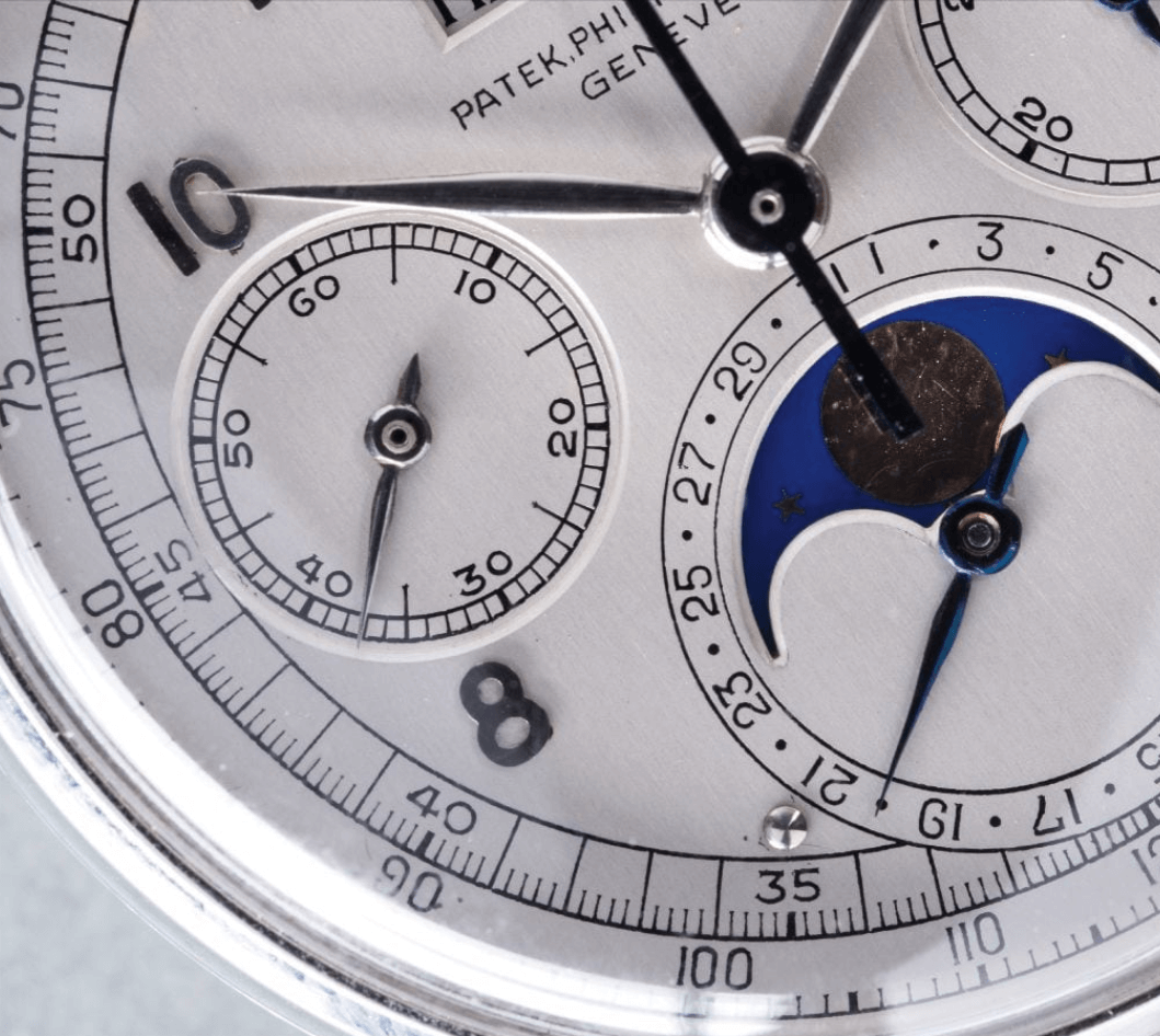 A close-up of the watch's face