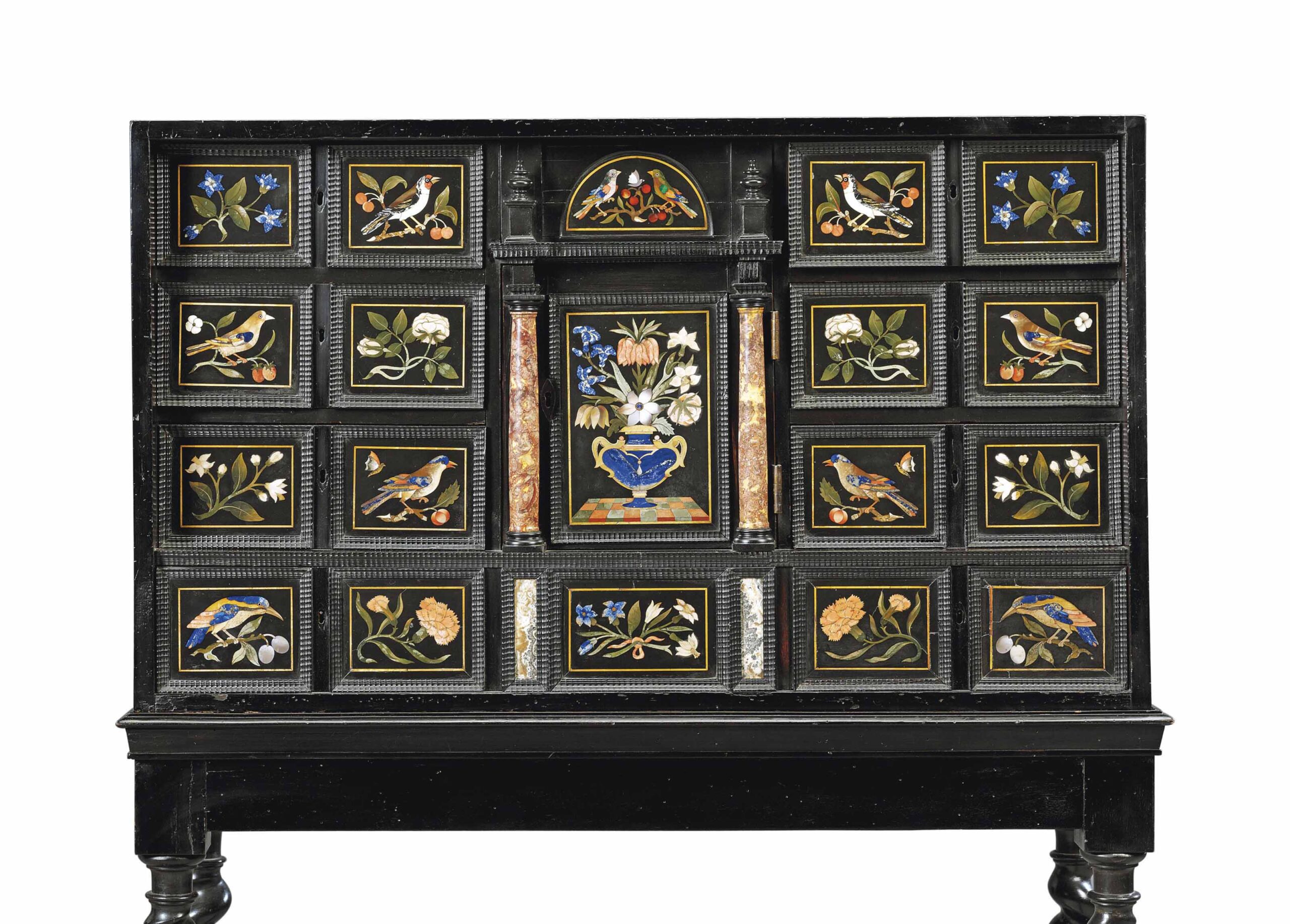 Ebonised Wood Pietra Dura armoire
