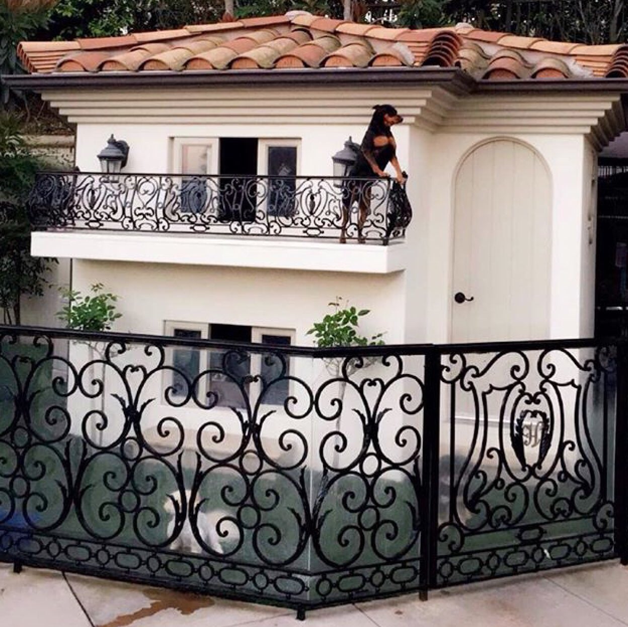 The facade of Paris Hilton's two-storey dog mansion