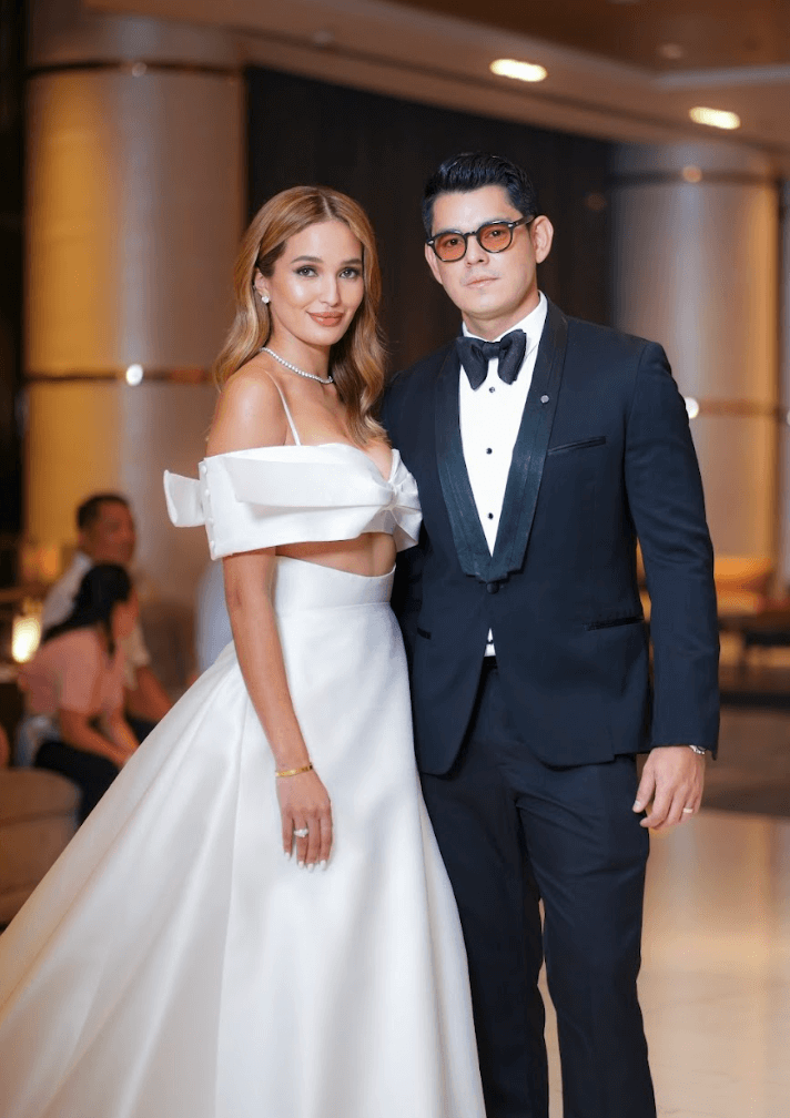Couple Sarah Lahbati and Richard Gutierrez. Lahbati wearing Mark Bumgarner and Gutierrez wearing Dior Homme