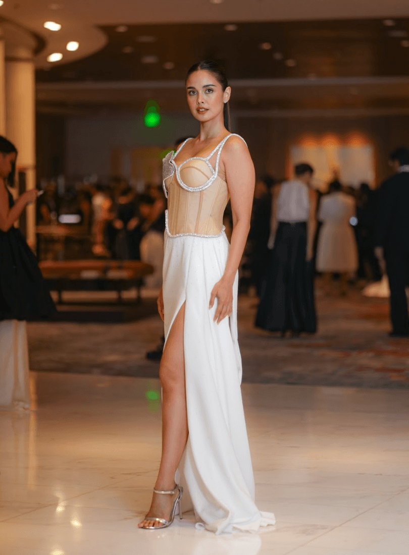 Megan Young wearing a dress by Russel May Cordero