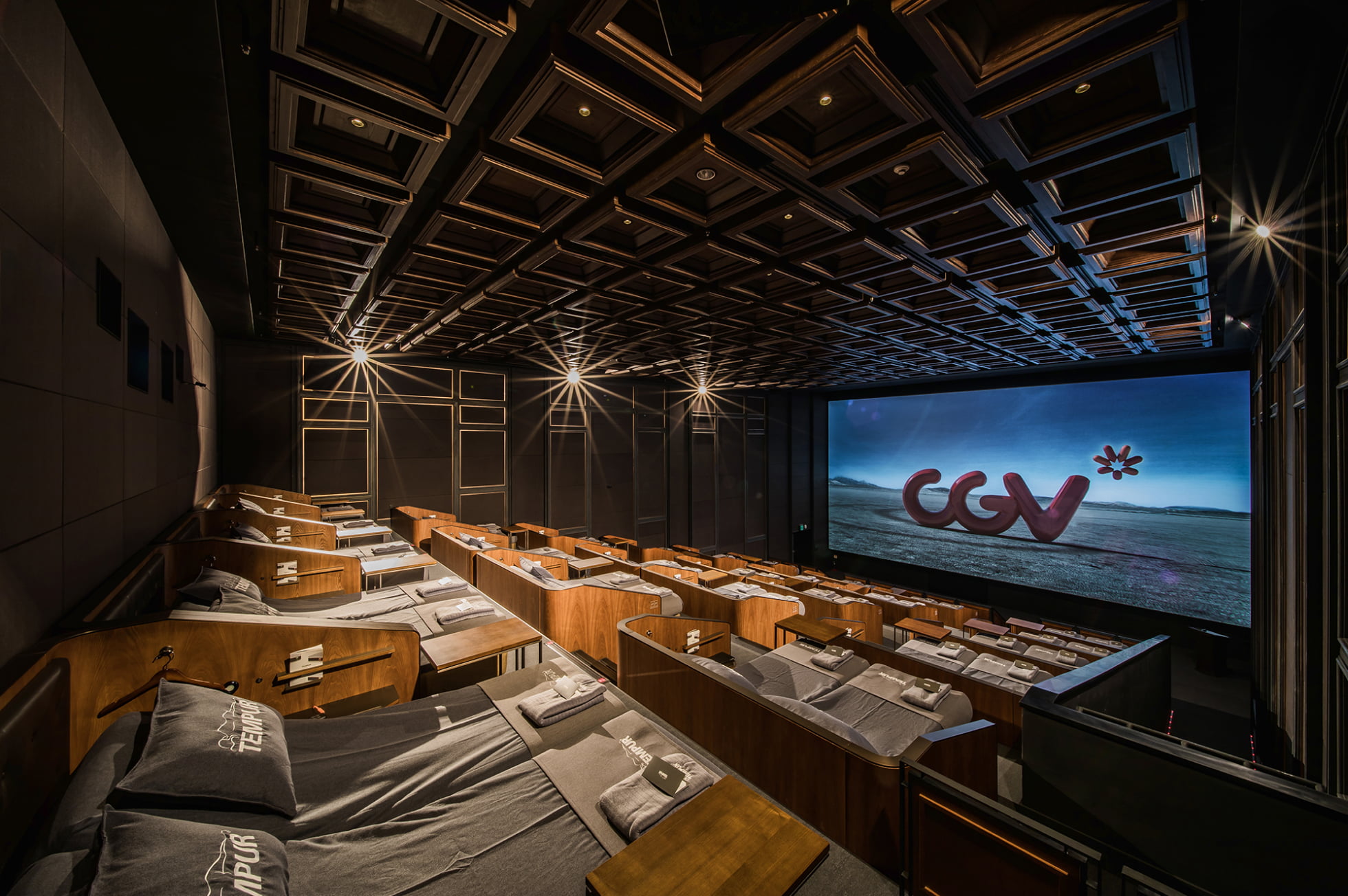 The luxe beds in the Cine de Chef x Tempur theater