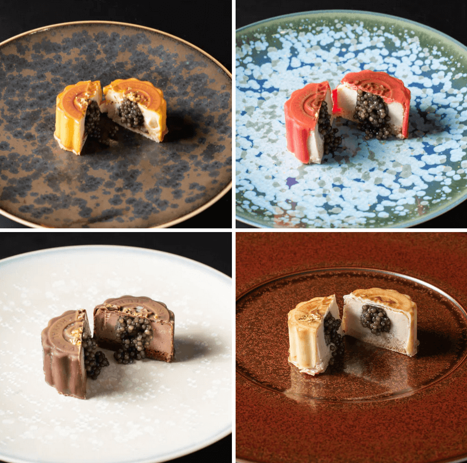 Each mooncake is filled with rich caviar