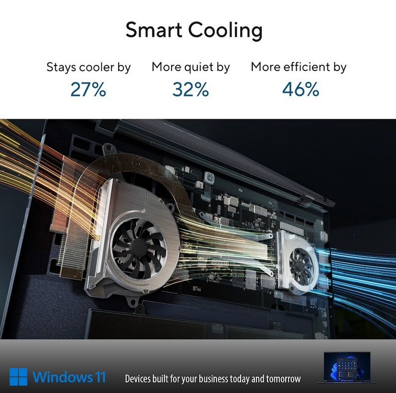 The ExpertBook B9 features both a dual-fan and smart-cooling system