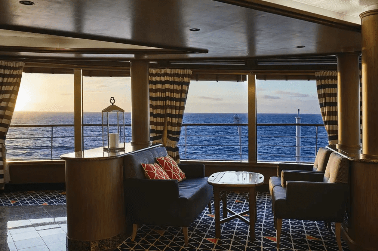 Inside the Observation Lounge of Silversea's Silver Wind cruise