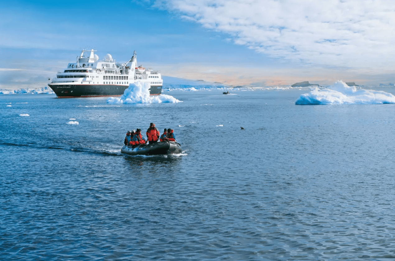Passengers exploring the icy waters on Silversea's Silver Explorer cruise