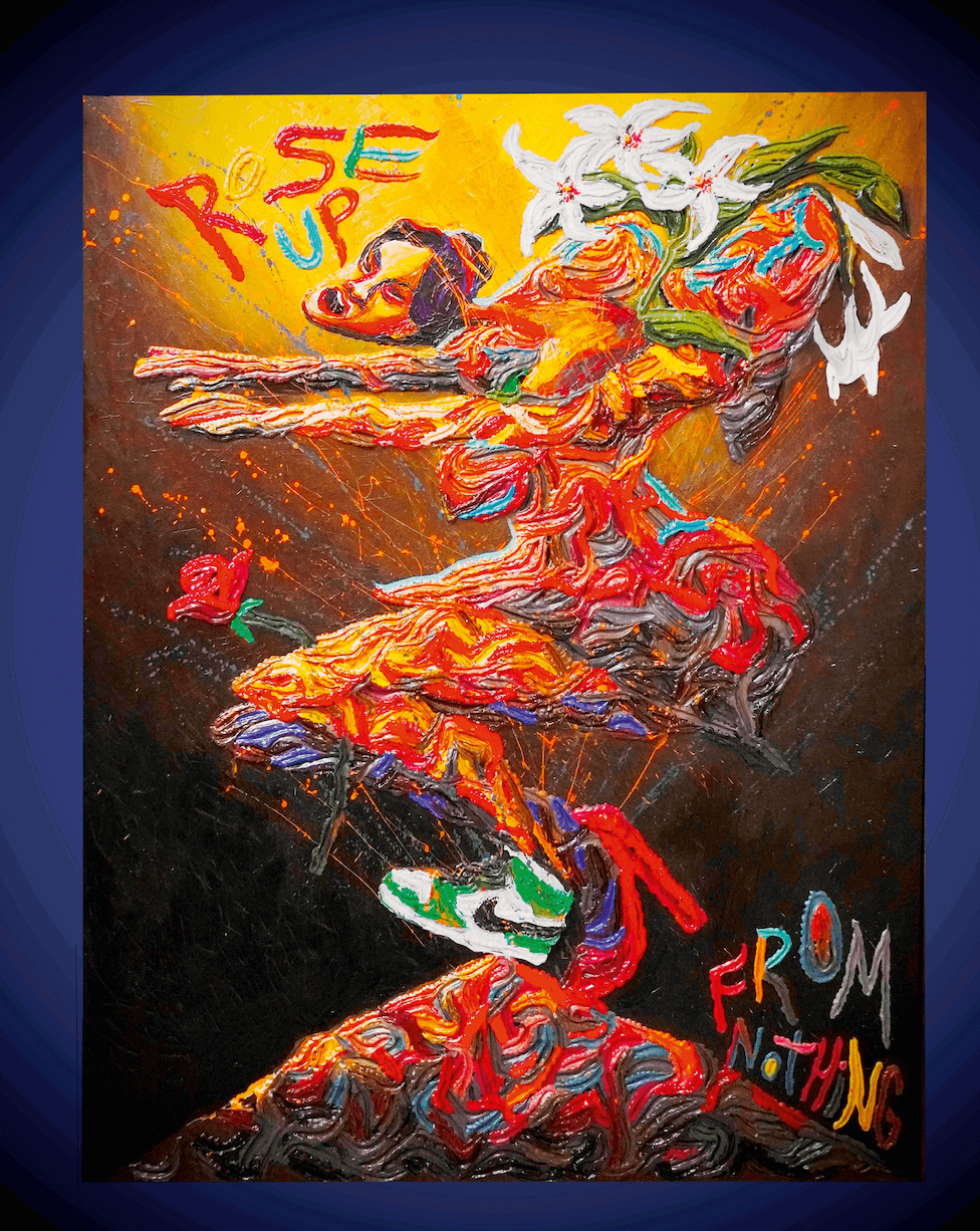 Another wonderful painting by Tita Halaman entitled "Rose Up From Nothing." 