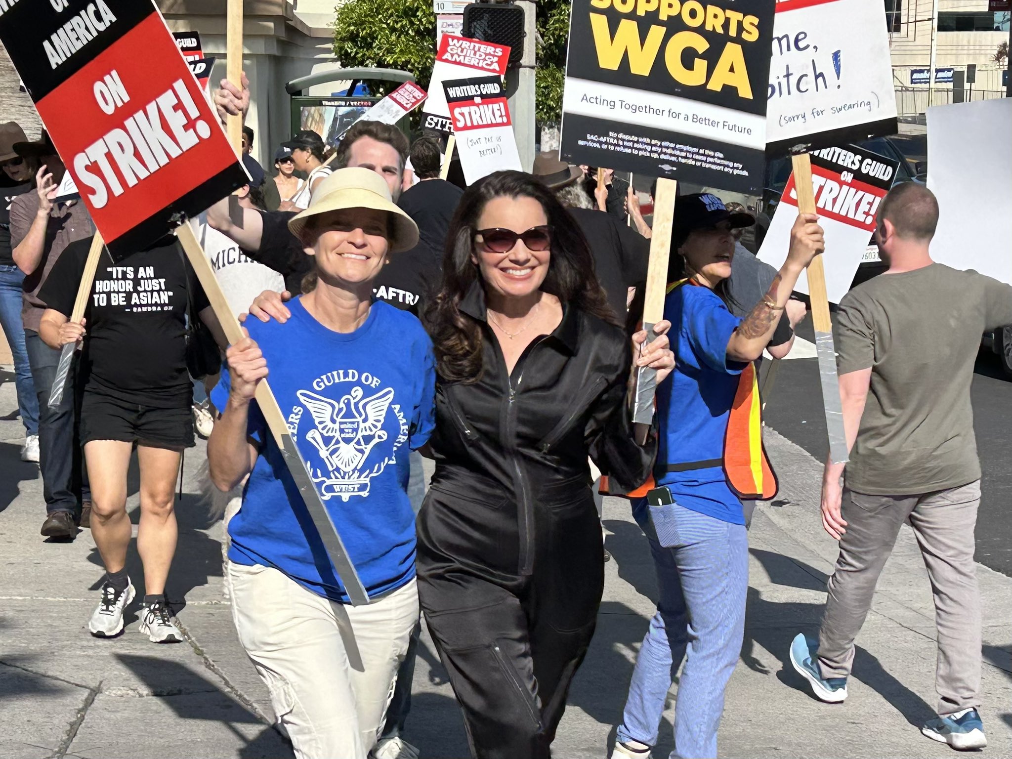 WGA President Meredith Stiehm with SAG-AFTRA President Fran Drescher