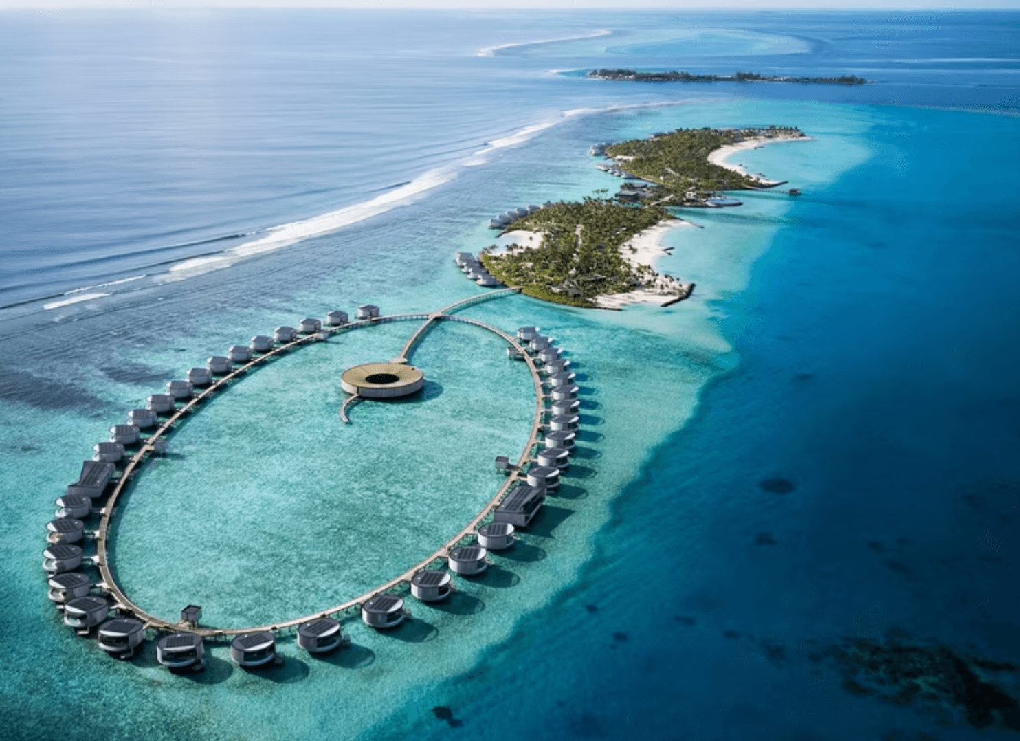 An aerial shot of the Ritz-Carlton accommodations