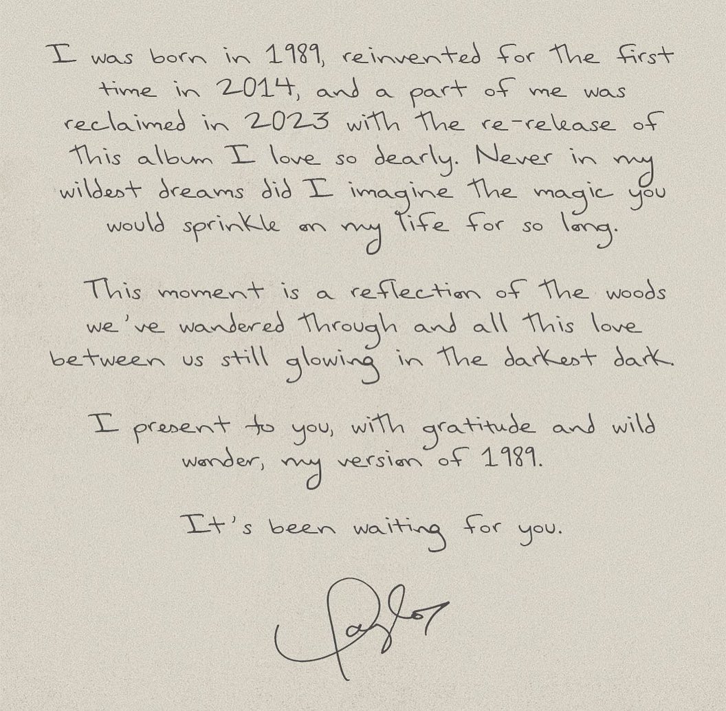 Taylor Swift’s short letter about her re-recorded album