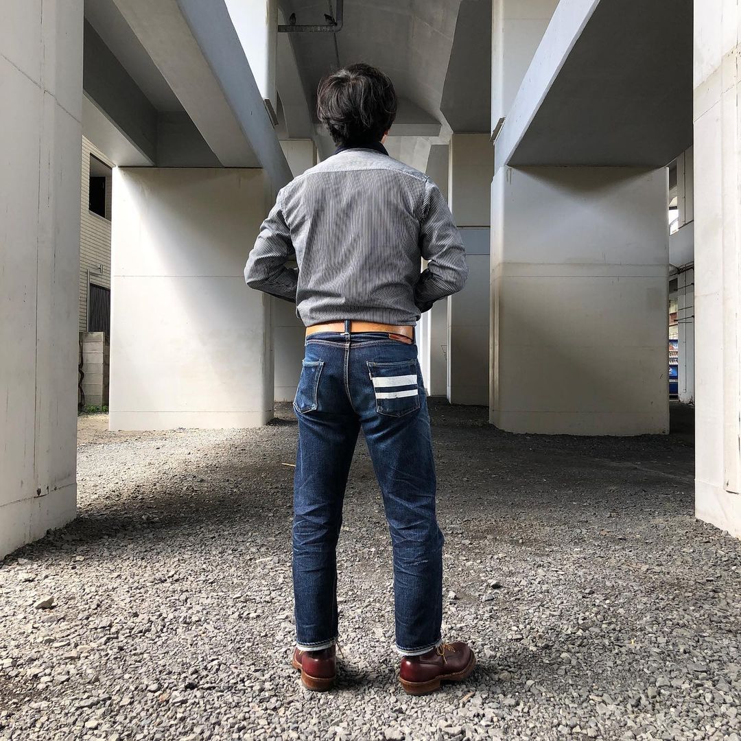 A model sporting Momotaro jeans
