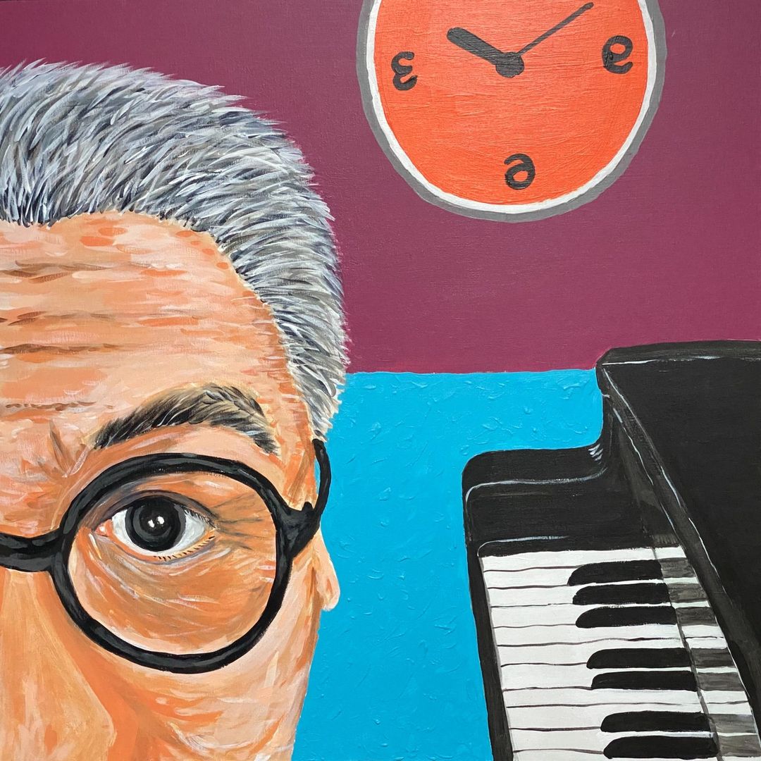 The first “eyefie” piece that Cayabyab painted, “Eyefie #1” (30 x 30 inches, acrylic on canvas)