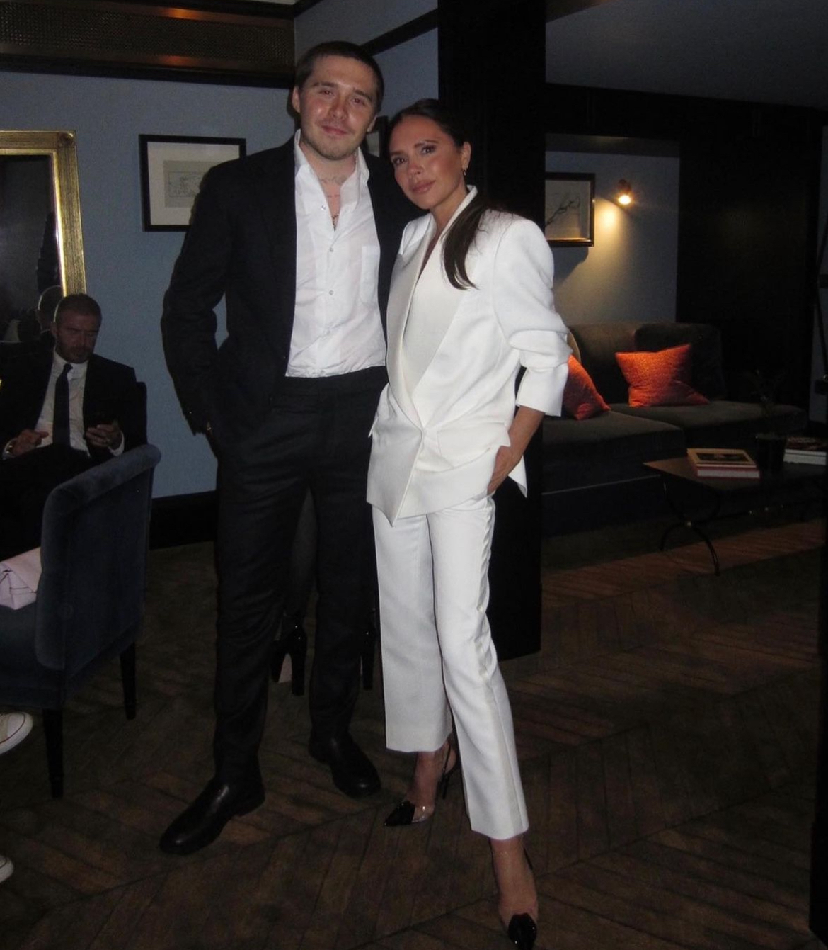 The eldest son of David and Victoria, Brooklyn. Brooklyn was part of the subsequent dress fittings, crawling around the London bed while his mom tried on the magnificent ball gown. 