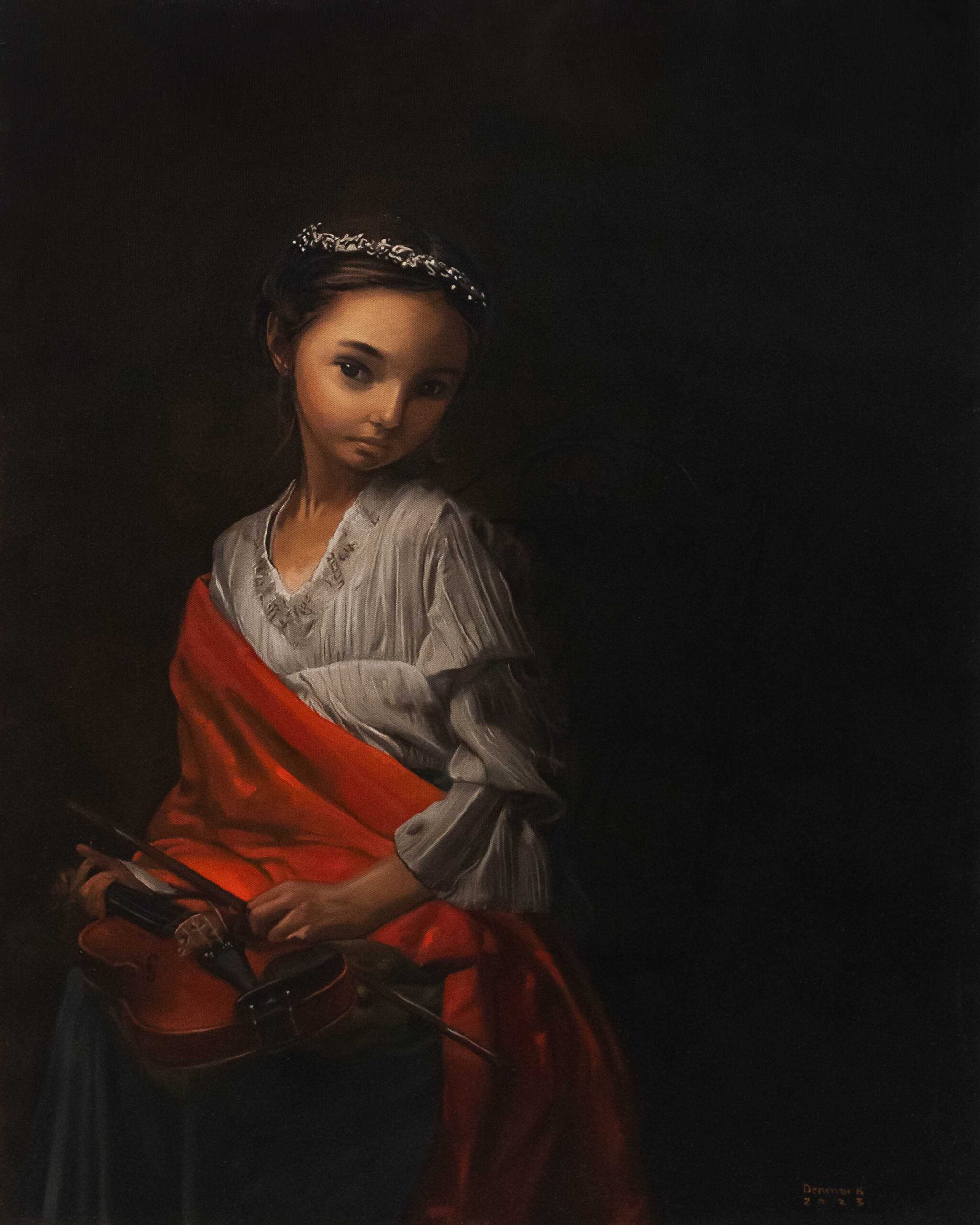 Maribojoc’s “Gentle Strings” (30 x 24 inches, oil on canvas)