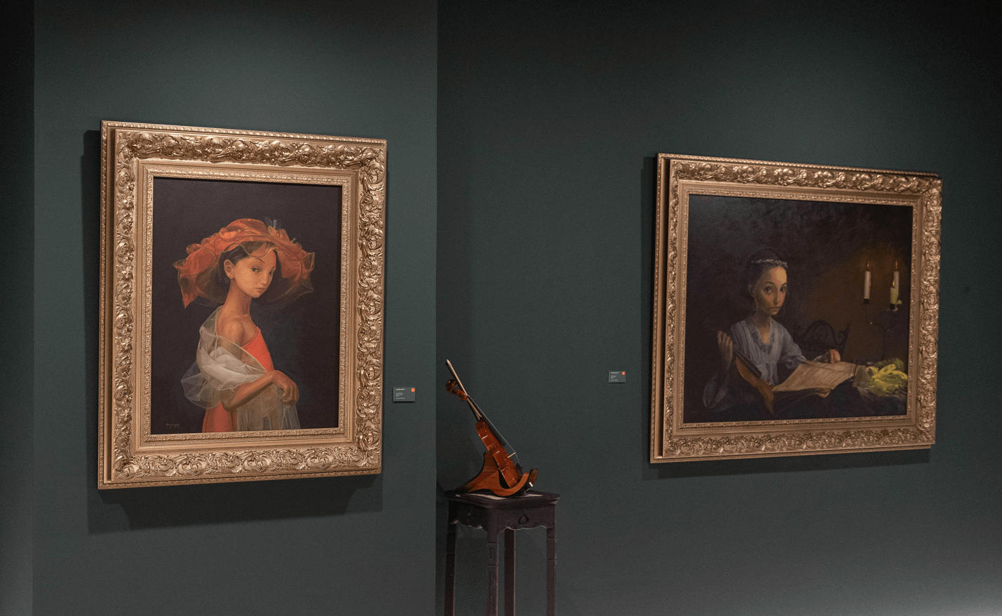 Denmark Maribojoc’s “Summer Nights” (30 x 24 inches) and “Quiet Melancholy” (48 x 36 inches), both oil on canvas 