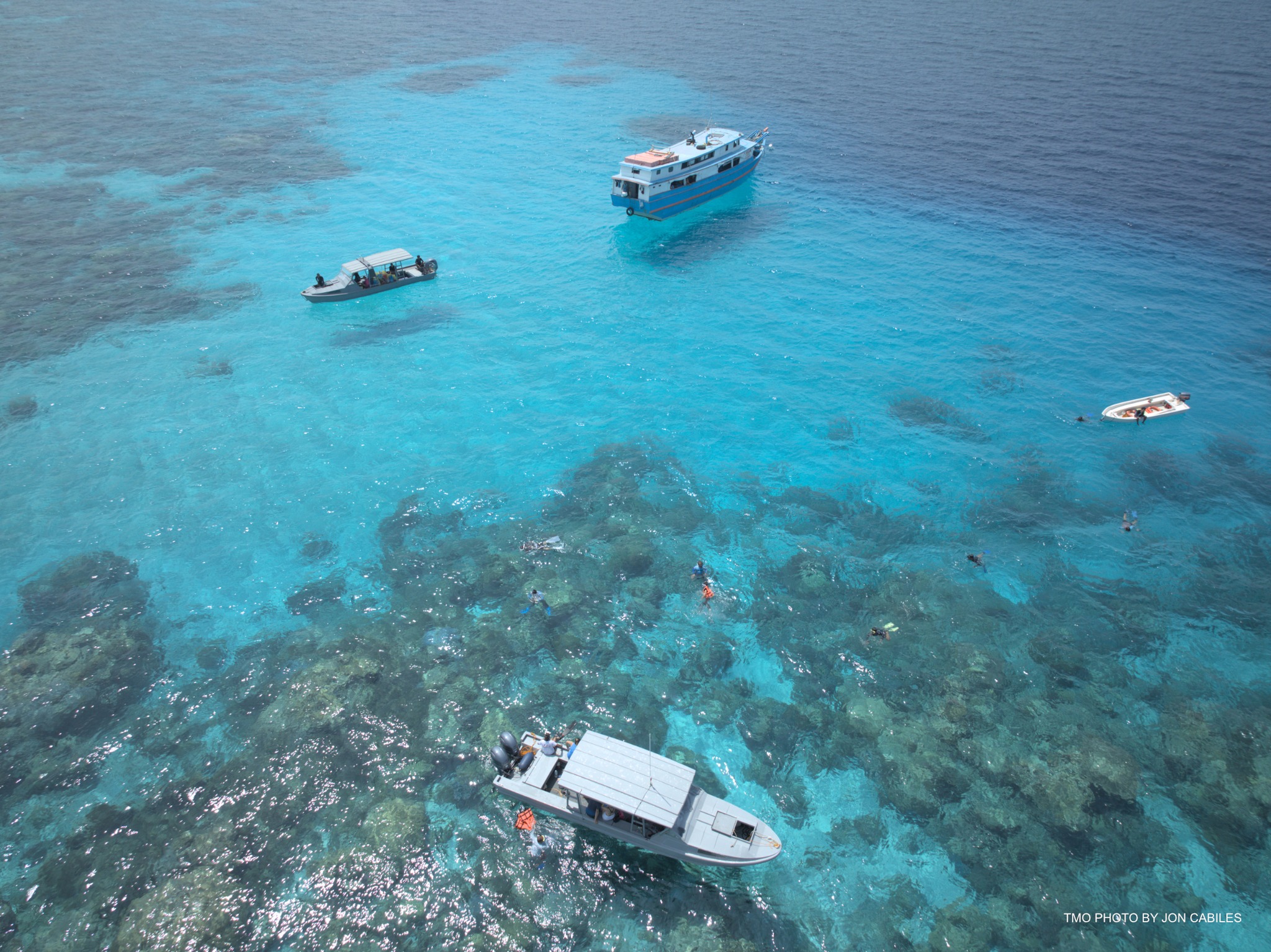 Boats docked at Tubbataha Reefs Natural Park