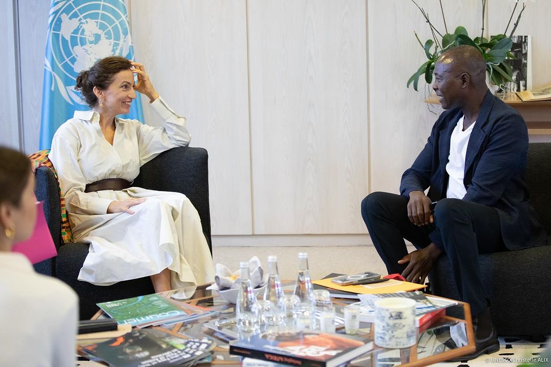 UNESCO director Audrey Azoulay meeting with architect Francis Kéré