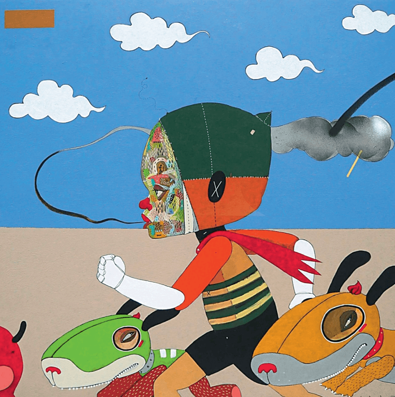 Another acrylic on canvas entitled "On The Go"