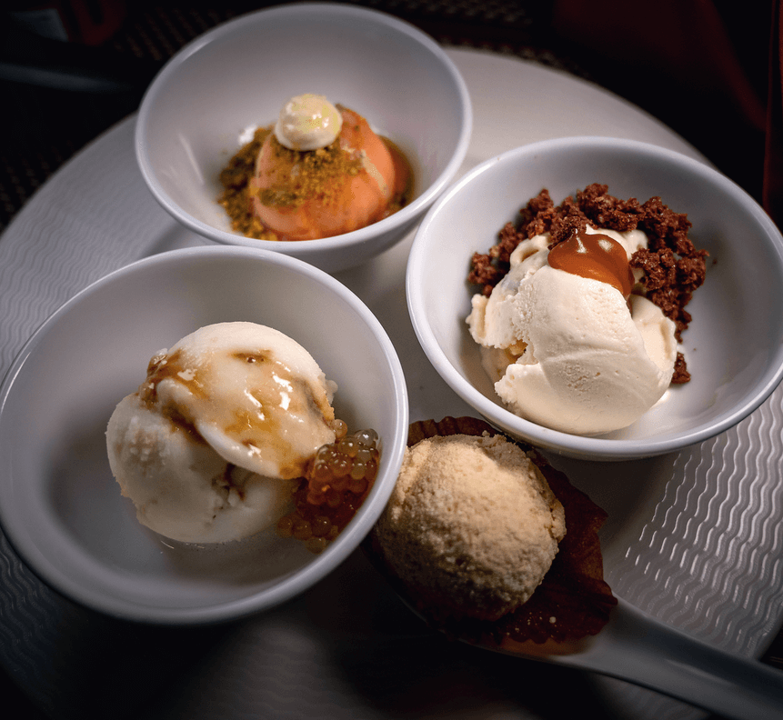 Pomodoro Sorbet, Beer and Lard Gelato, Polvorones, Taho Ice Cream by Zarah Manilkan