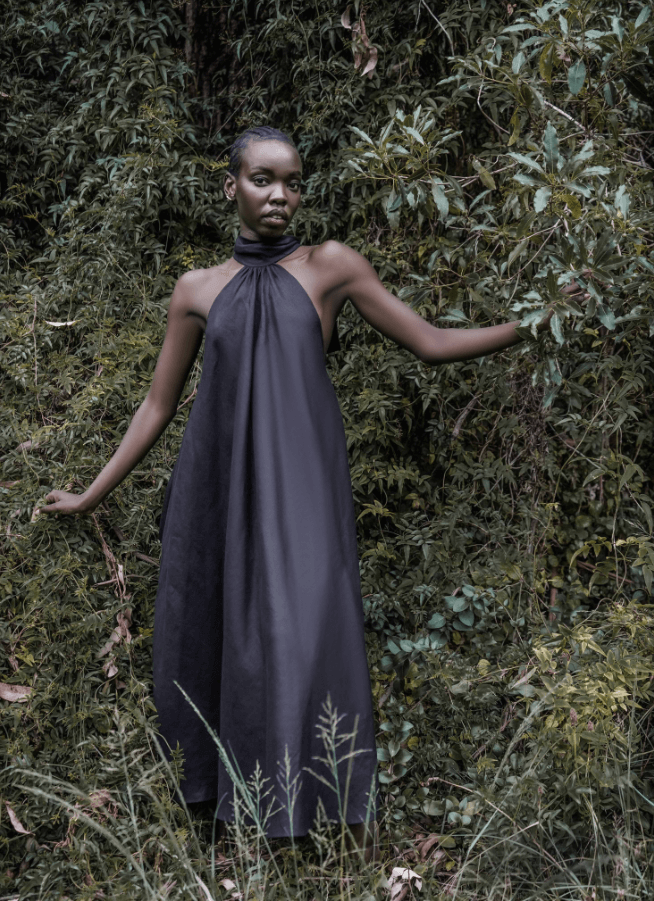 Ella pure linen halter maxi dress, by TRUDE LIZARES.