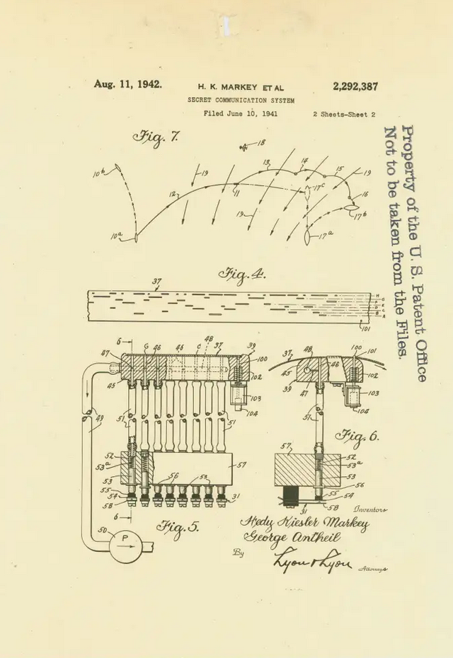 A page from Hedy Lamarr’s patent