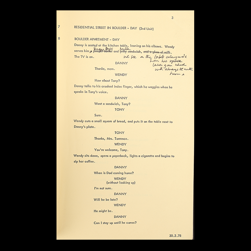 Inside the hand-annotated shooting script for The Shining