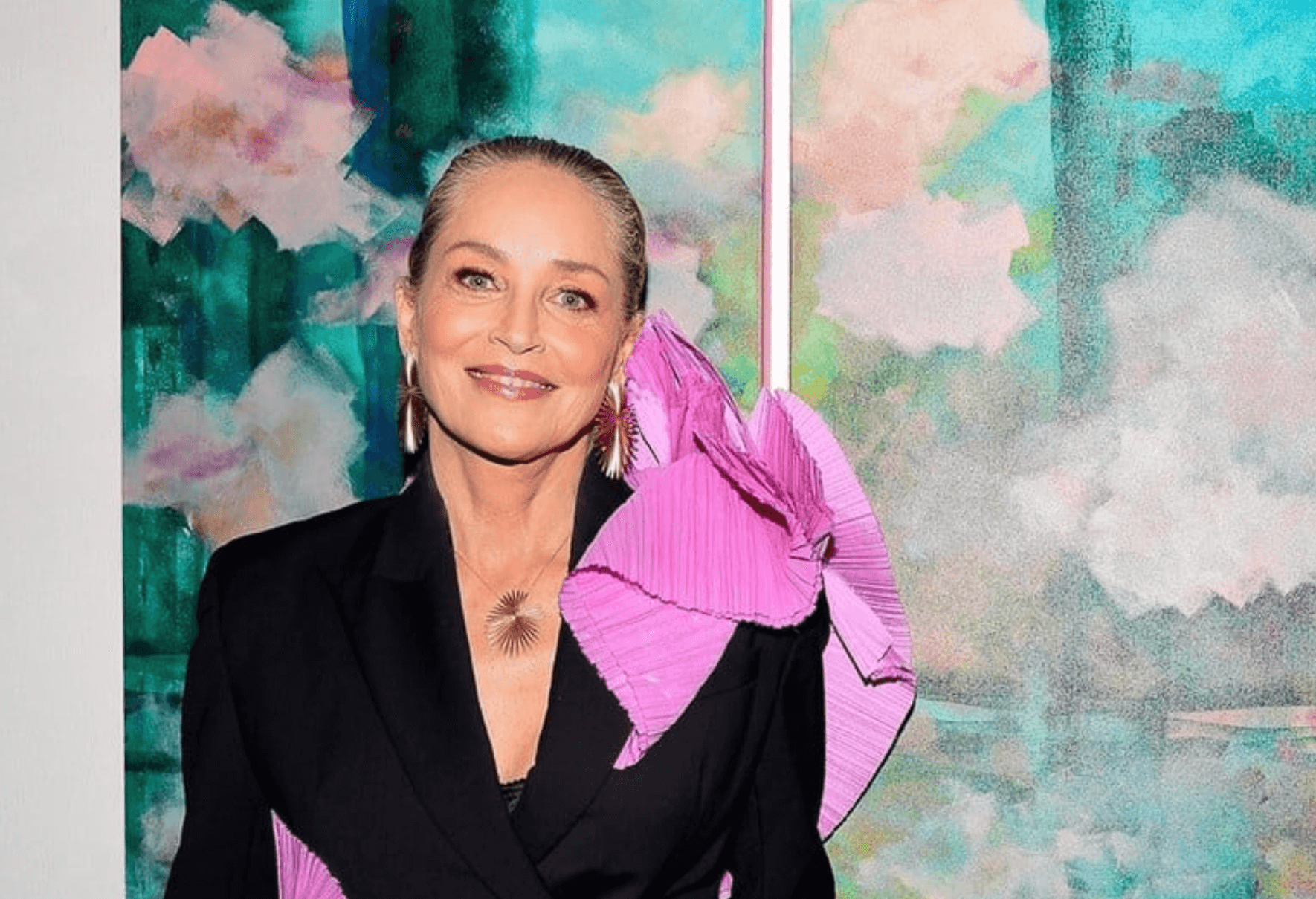 Sharon Stone launching her second paintings exhibition