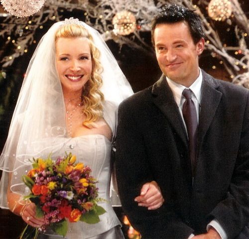 Matthew Perry’s Chandler Bing walking Lisa Kudrow’s Phoebe Buffay on the aisle