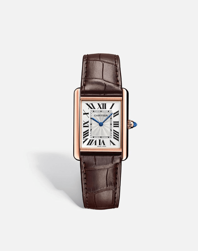 The Tank watch is defined by the two brancards framing its dial. 