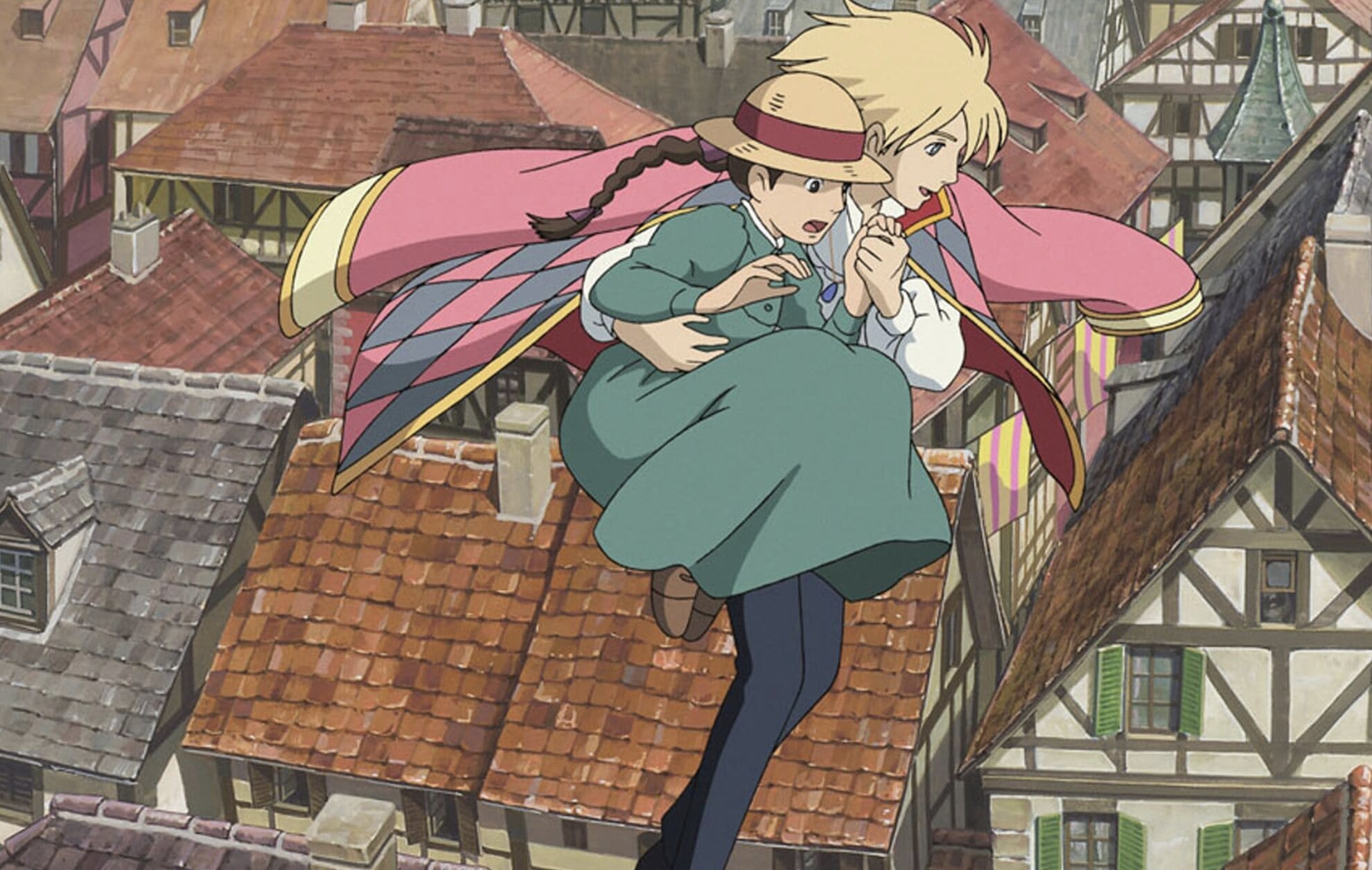 A still of Howl and Sophie from the movie