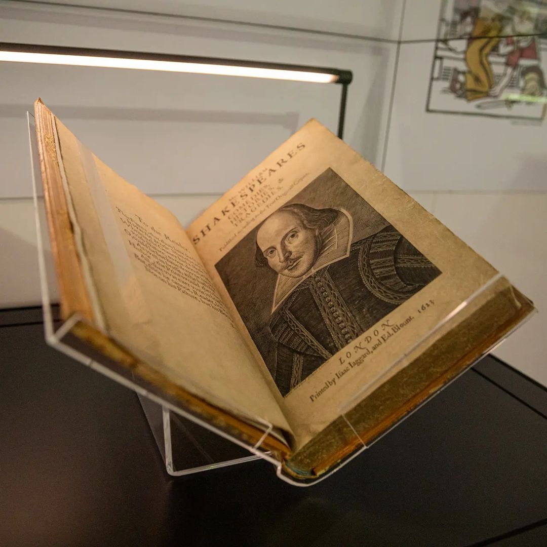 Shakespeare’s First Folio that Shakespeare North Playhouse loaned from The British Library
