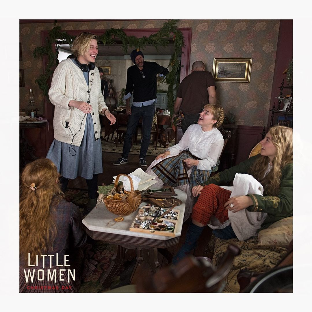Greta Gerwig filming with the cast of Little Women (2019)