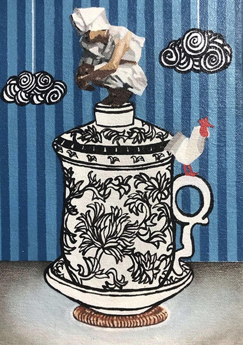 Malyn Bonayog’s "AM Habit" (acrylic on canvas, 9 x 6.5 inches)