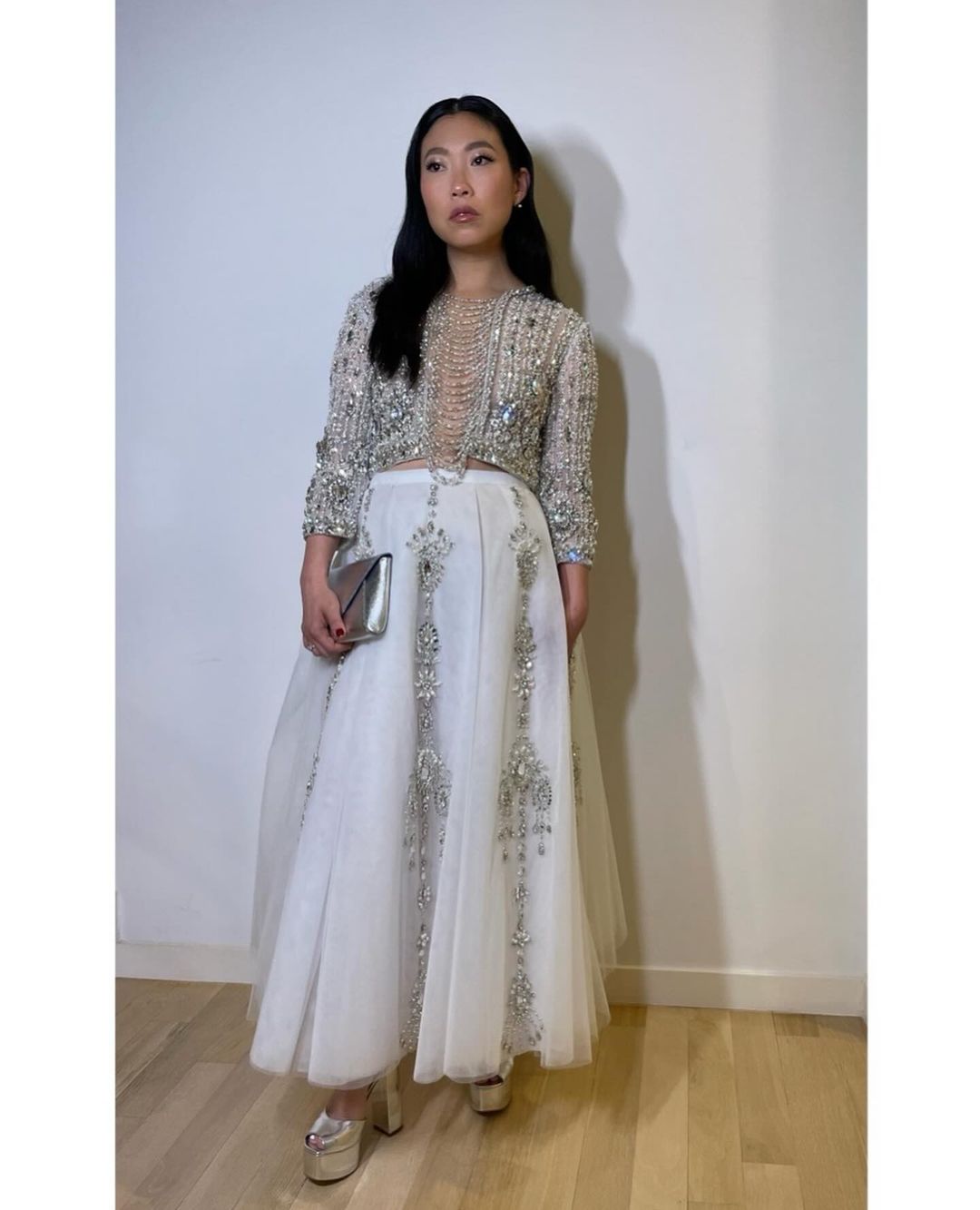 Awkwafina’s ivory dress from Georges Hobeika