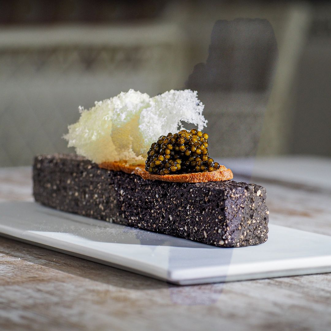 Disfrutar’s solid bubbles of smoked butter with caviar