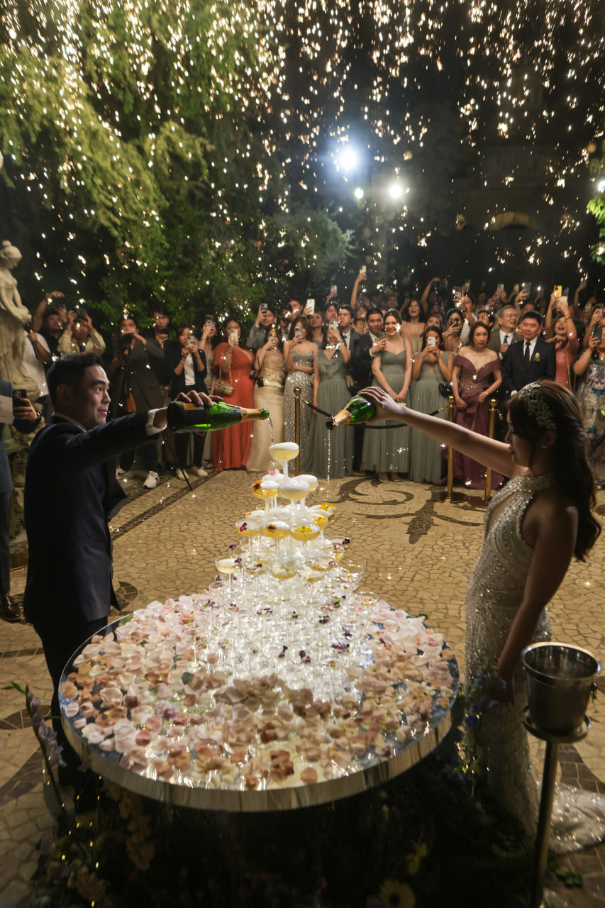 The couple poured champagne and toasted to their forever love