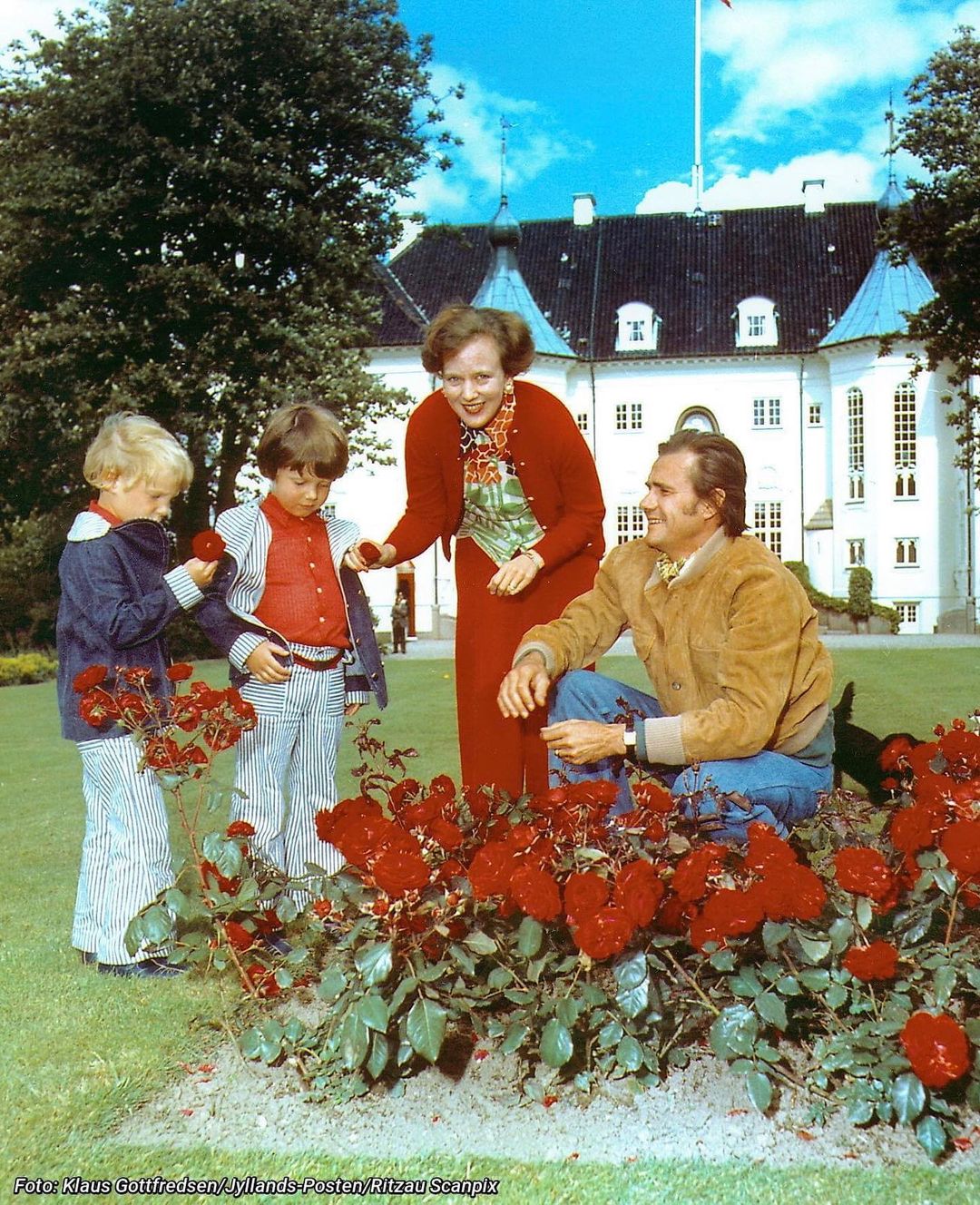 Margrethe II and Prince Henrik with their two songs, Frederik and Joachim