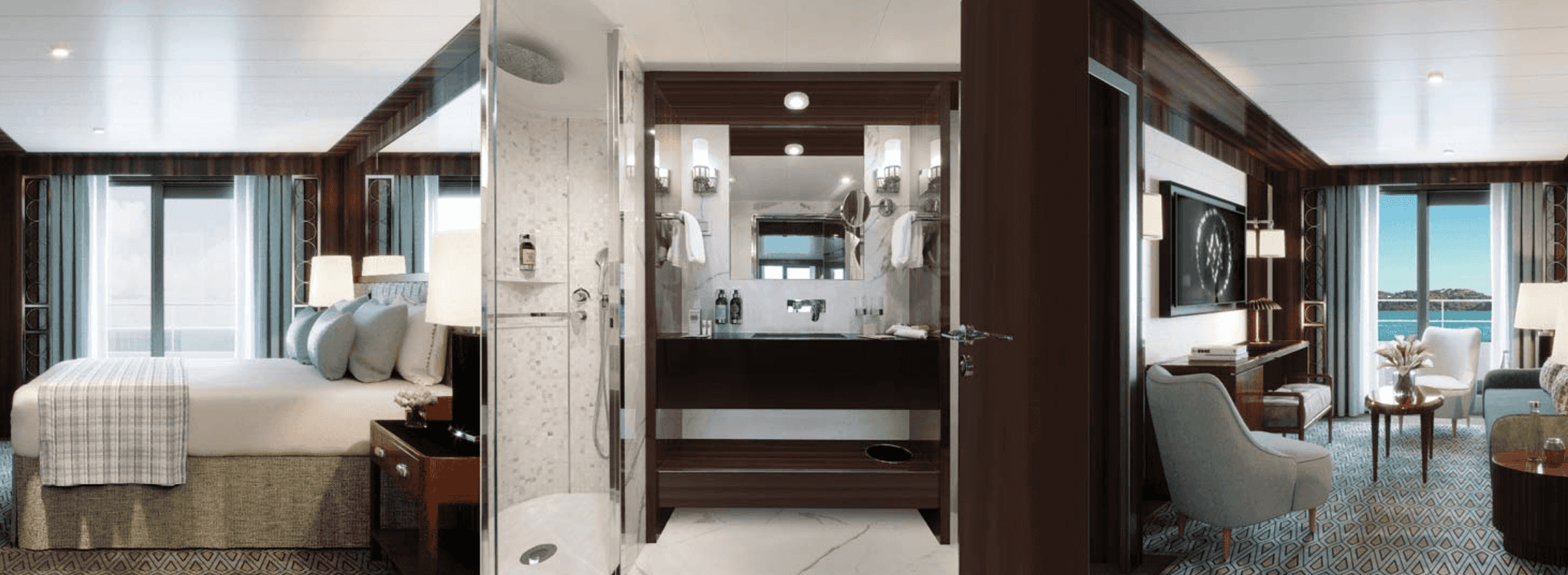 A suite that bears comfort and luxury aboard the Atlas Ocean Voyage’s World Navigator