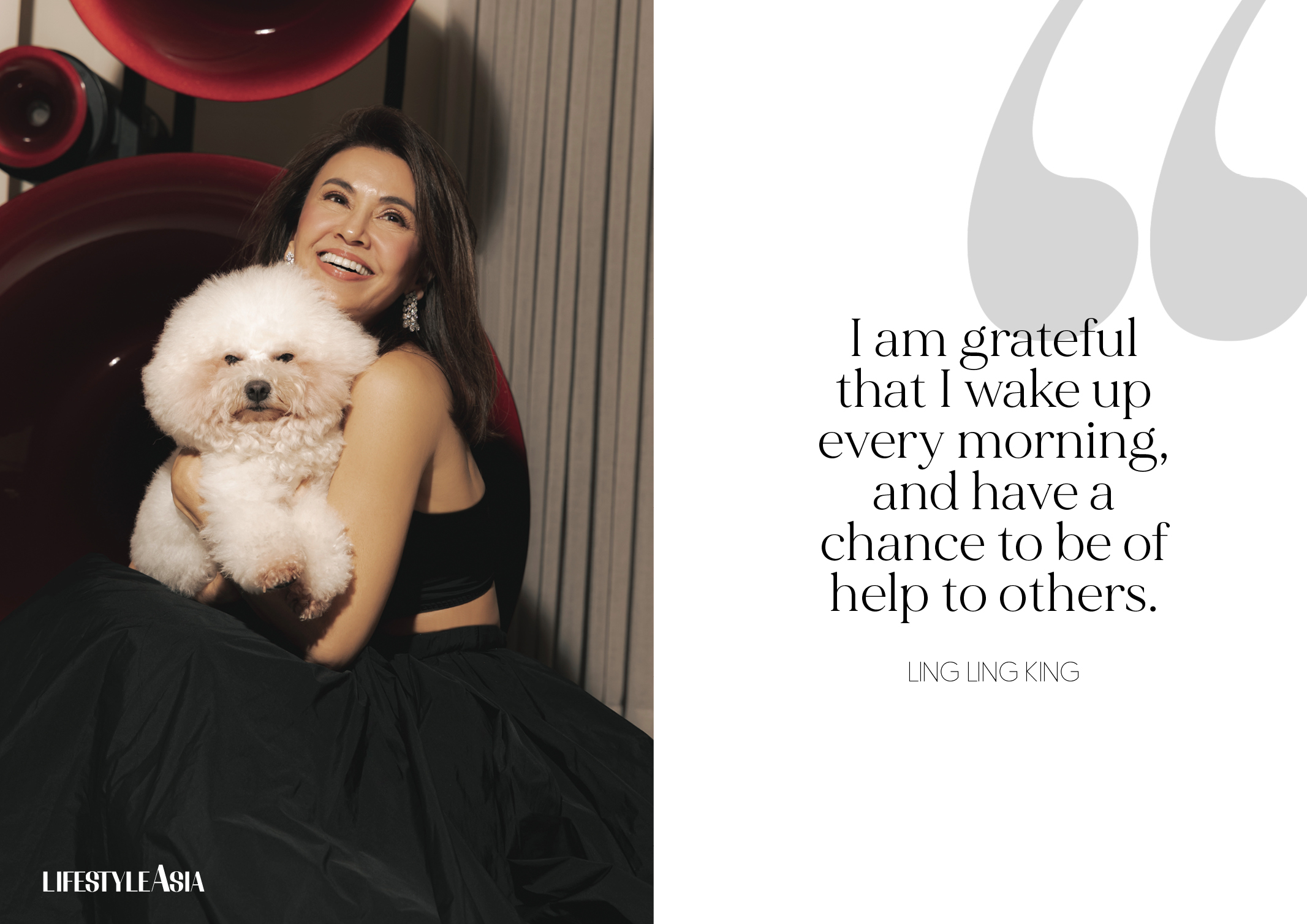 Black taffeta gown, ANTHONY RAMIREZ; Jewelry, Ginny for JUL B DIZON.