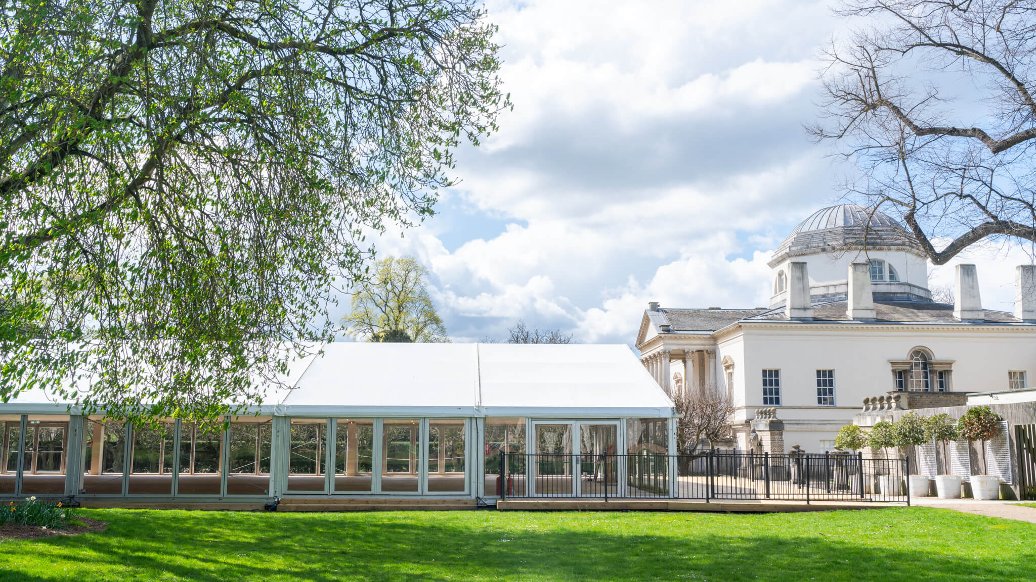 Outside the Garden Pavillion of Chiswick House & Gardens