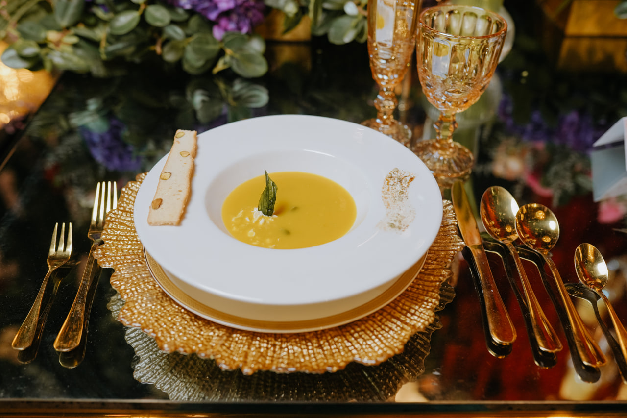 Creamy Pumpkin Soup with truffle oil