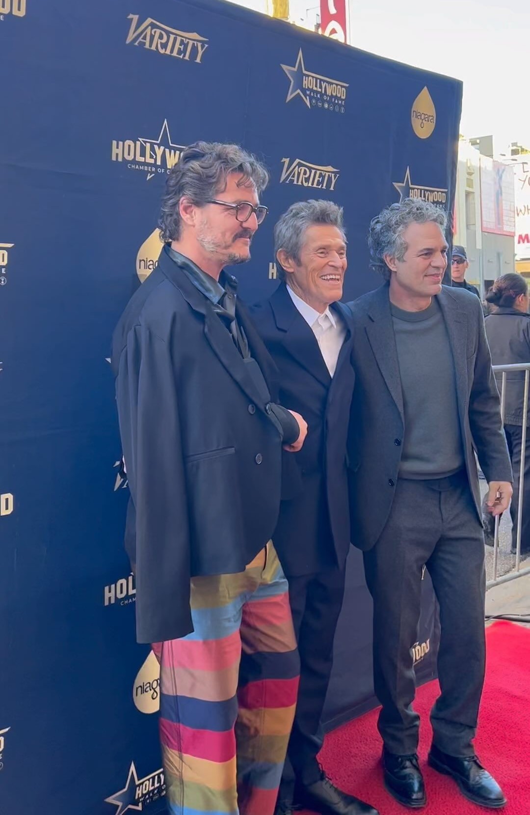 Willem Dafoe with Pedro Pascal and Mark Ruffalo