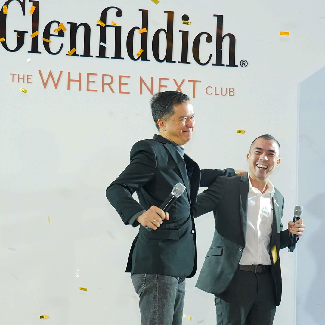 Mayani founder and Executive Chairman Jeff Barreiro (left) and co-founder and COO Josef Amarra (right) accepting the Glenfiddich Where Next Club trophy with heartfelt gratitude