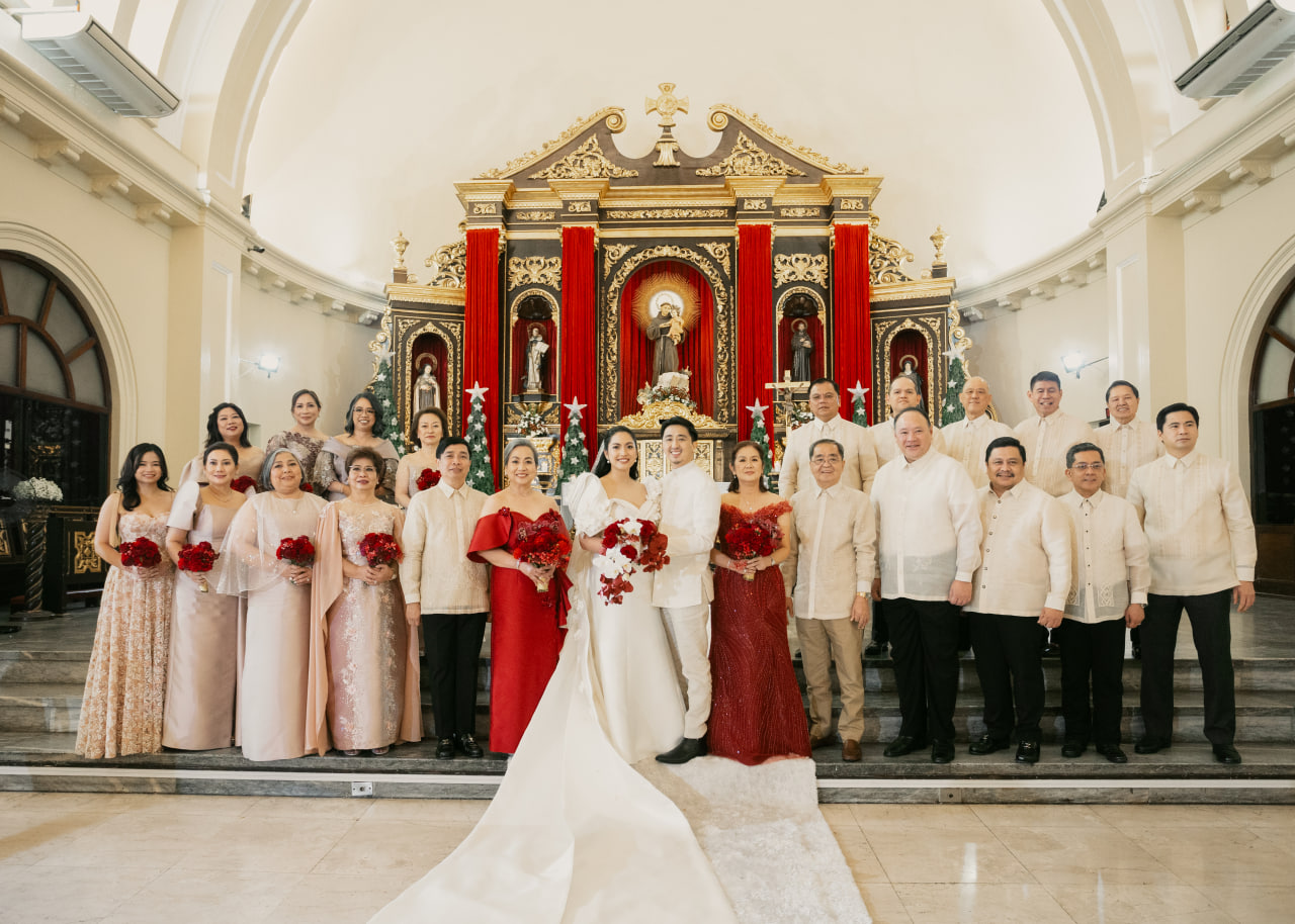 Justine and Erik with their parents and principal sponsors