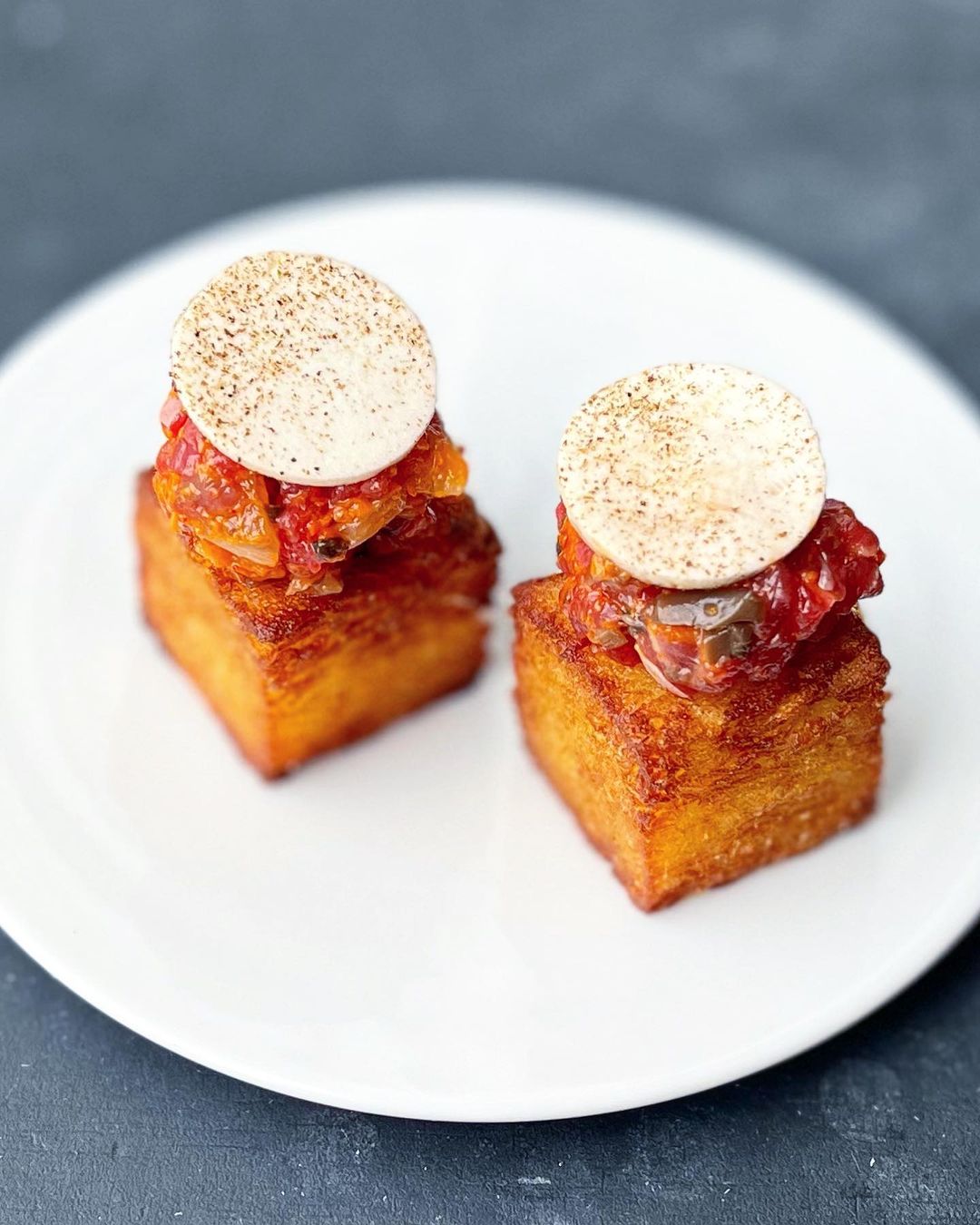 Crispy Hash Brown, Aged Beef Tartare, Gochujang, Mushroom