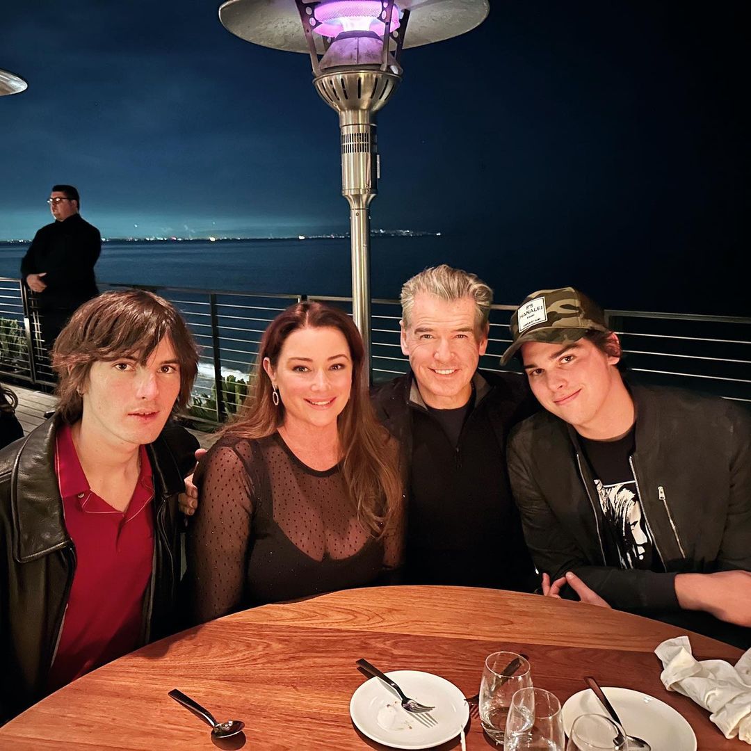 Keely Shaye Smith and Pierce Brosnan with their sons, Dylan (left) and Paris (right)