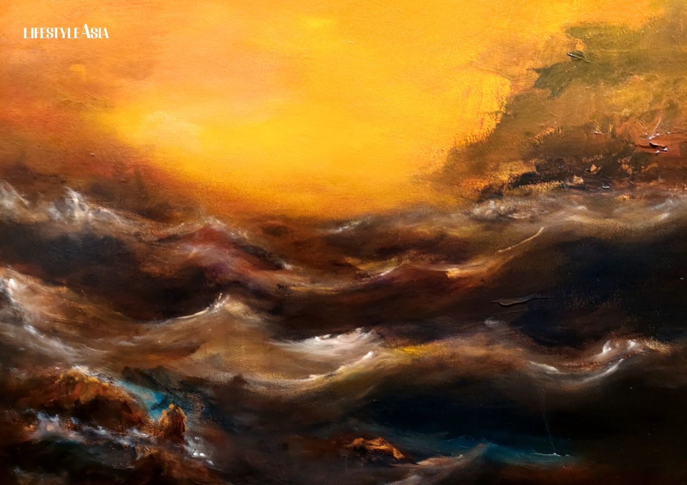 Close-ups of Kenneth Montegrande's seascapes and cloudscapes in "The Greatness of Simplicity"