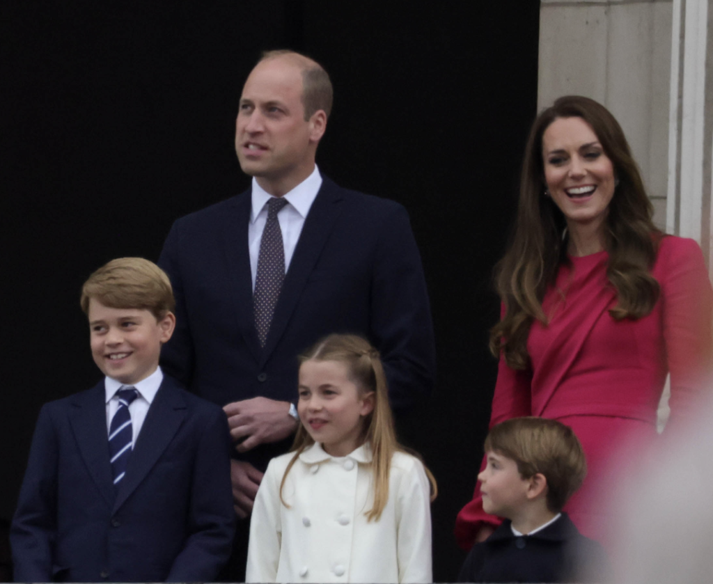 Prince William and Princess Kate with their children Prince George, Princess Charlotte, and Prince Louis.