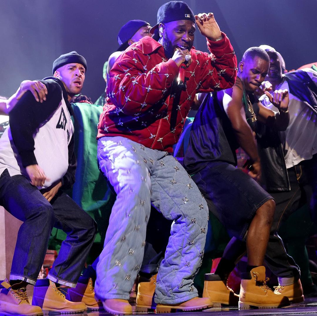 Burna Boy performs at the 66th Grammy Awards